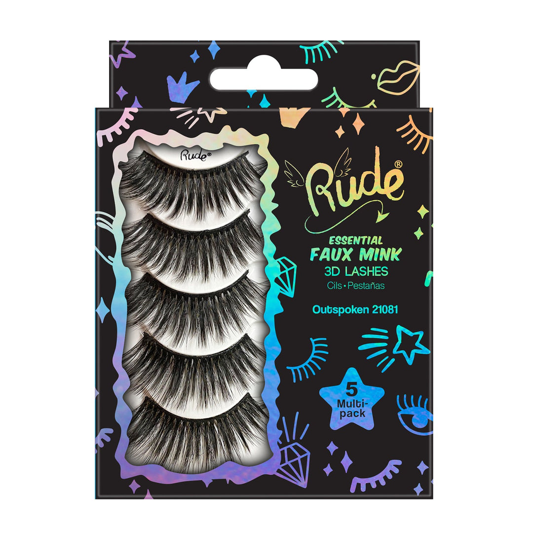 RUDE Essential Faux Mink 3D Lashes 5 Multi-Pack