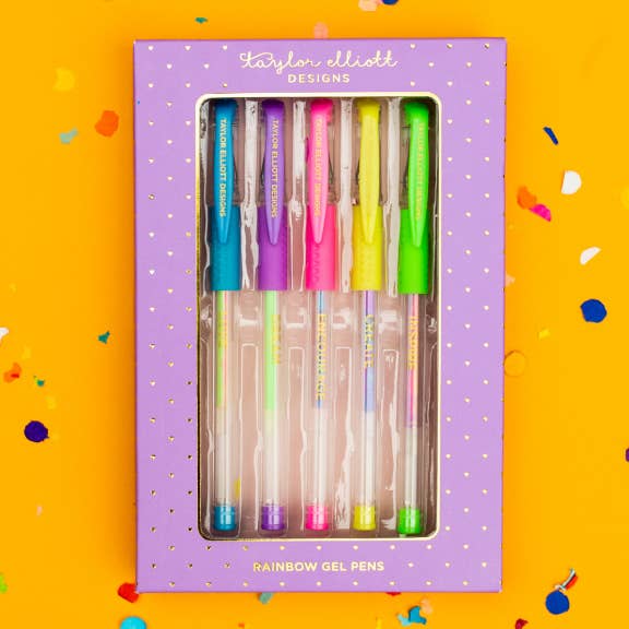 Taylor Elliott Designs Rainbow Colored Gel Pen Set, 5 Pens