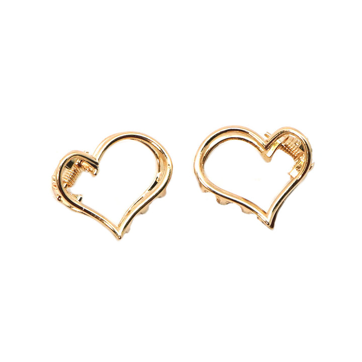 FASHIONJEWELRY RH78052 Gold Heart Hair Clip Pack Of 2