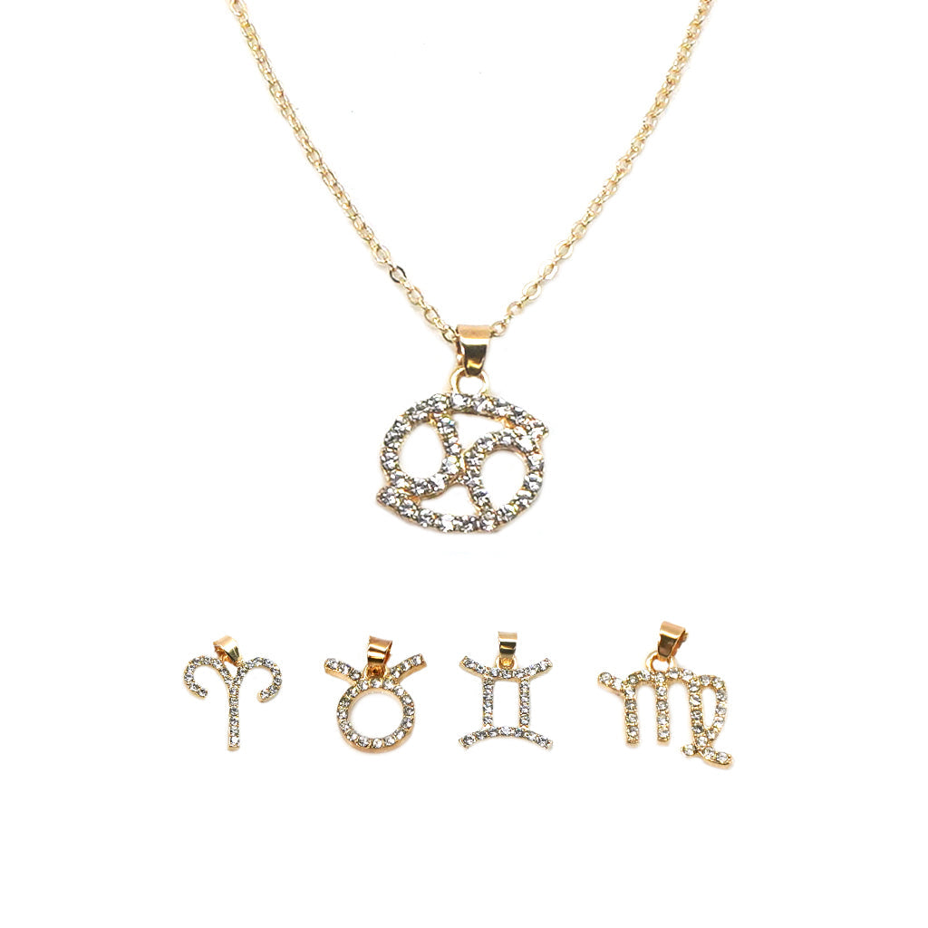 FASHIONJEWELRY Horoscope Rhinestone Gold Necklace