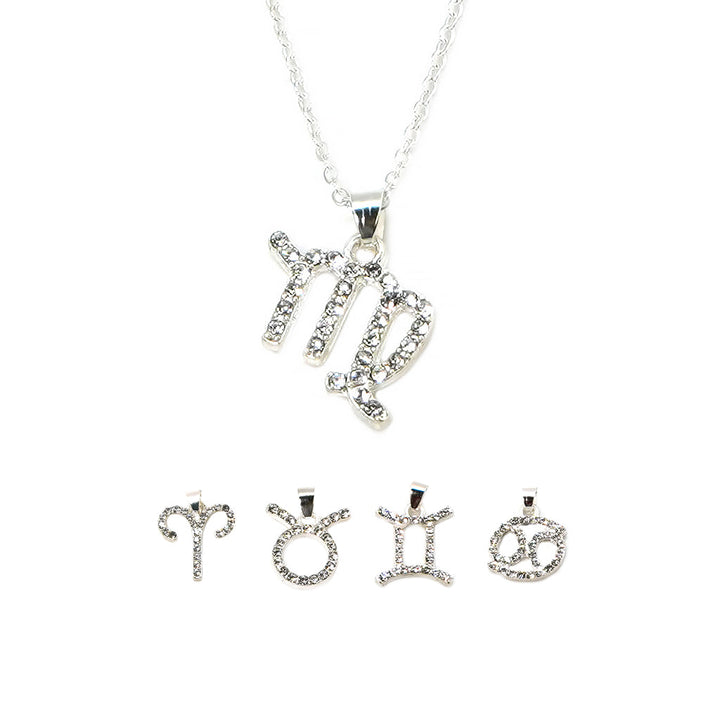 FASHIONJEWELRY Horoscope Rhinestone Silver Necklace