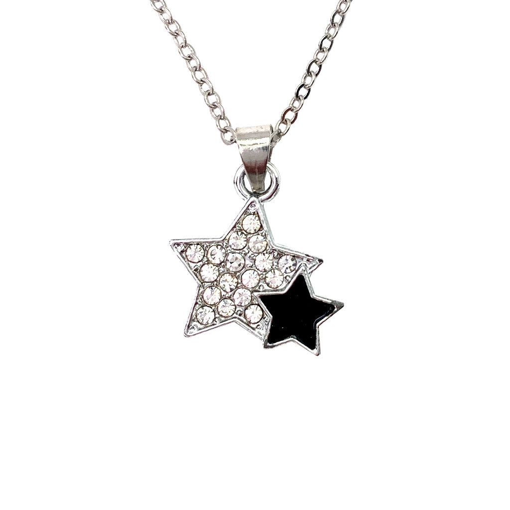 FASHIONJEWELRY RN78609 Small Star Rhinestone Silver Necklace