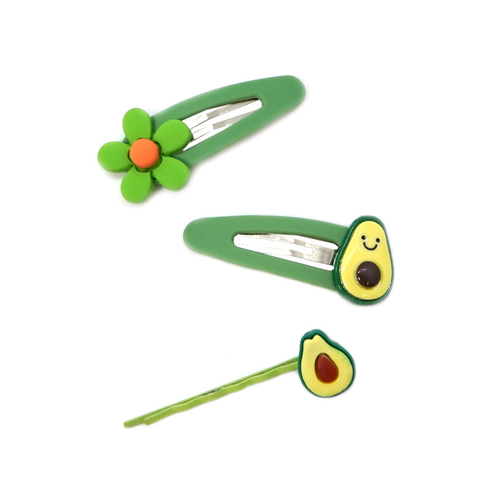 FASHIONJEWELRY Avocado Hair Clips Pack Of 3pc