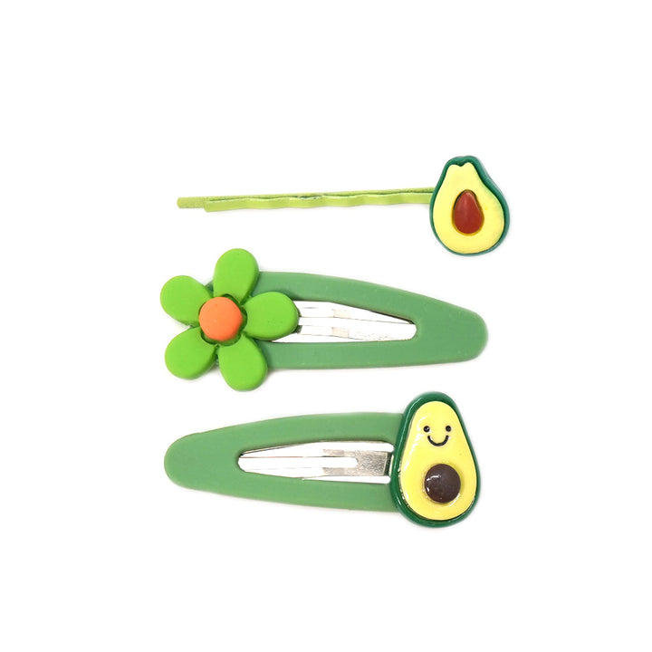 FASHIONJEWELRY Avocado Hair Clips Pack Of 3pc