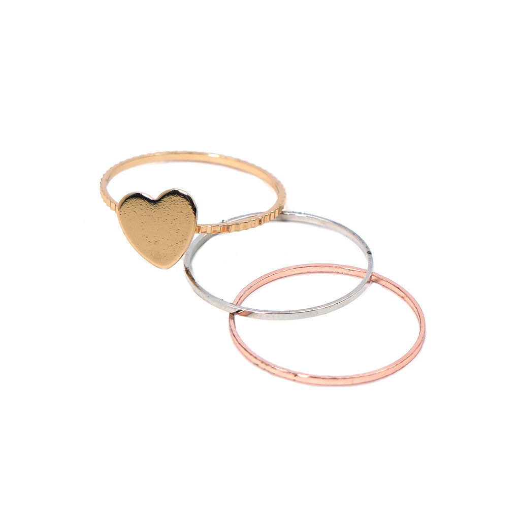 FASHIONJEWELRY R788 Heart Ring Set of 3pc
