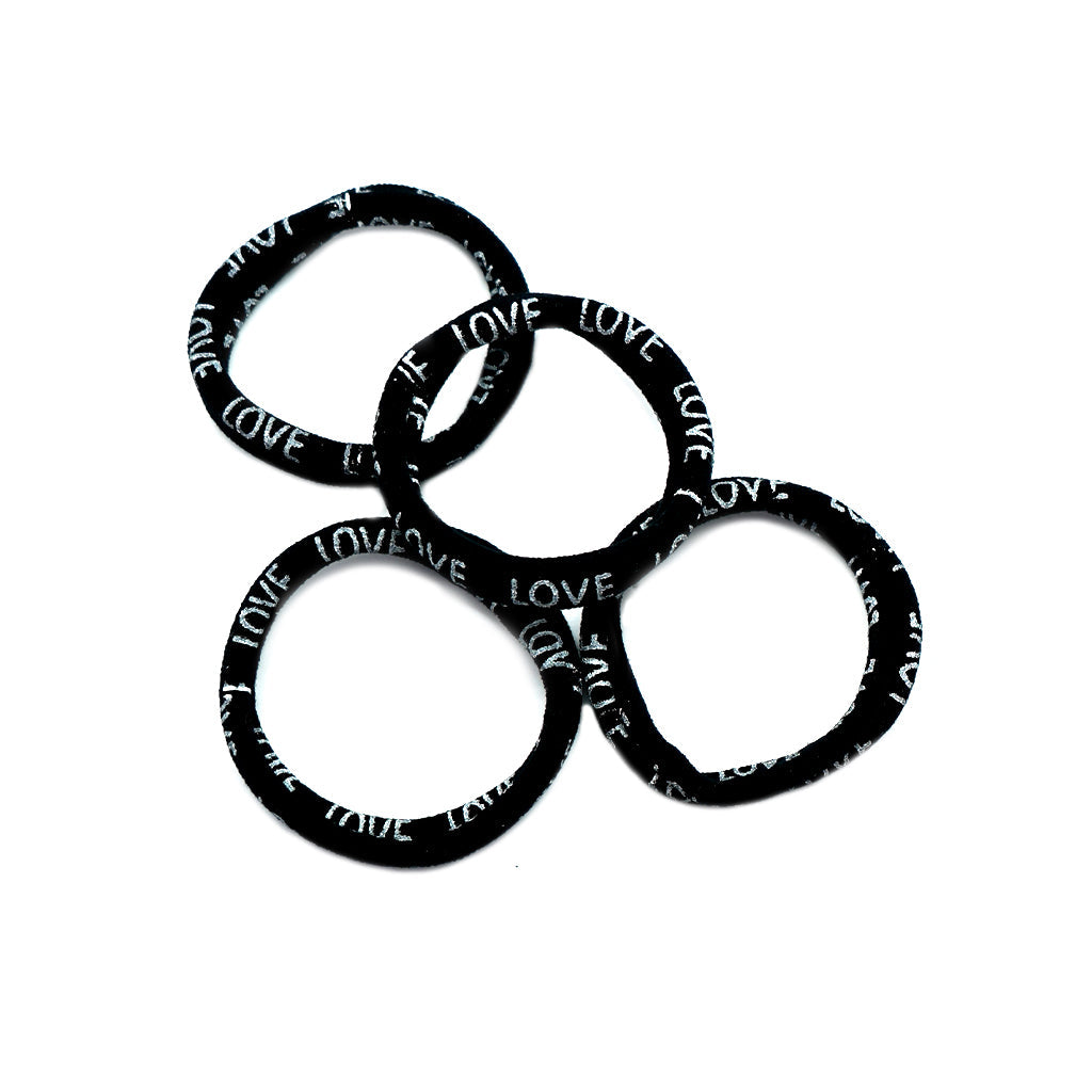 FASHIONJEWELRY Black Love Hair Rubber Bands Pack of 8