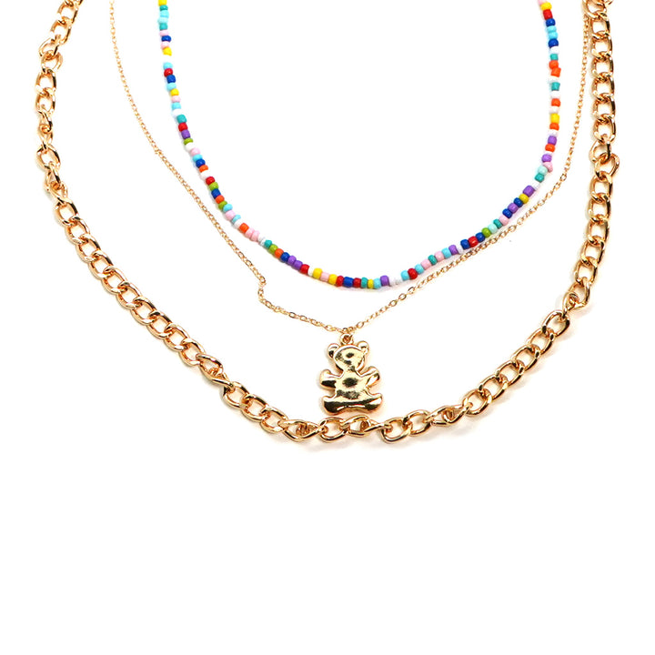 LUCYYOU N3589 Color Beaded Gummy Bear Necklace