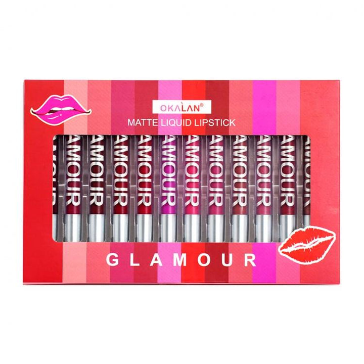 OKALAN Matte Liquid 12pc Lipstick Glamour Set