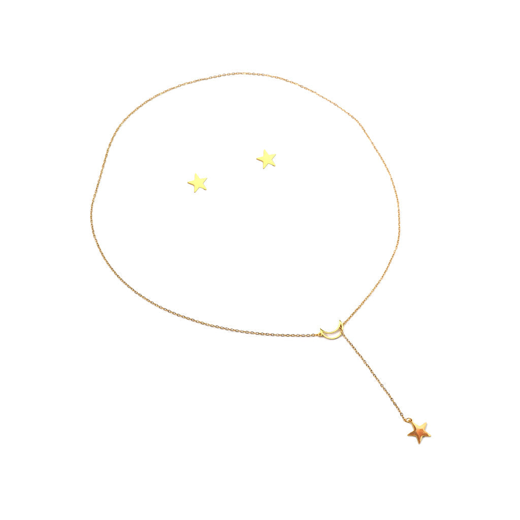 COREBEAUTY Moon And Star Necklace Set With Earrings