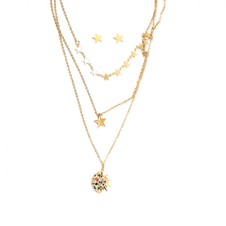 COREBEAUTY Star Gold Necklace and Earrings Set