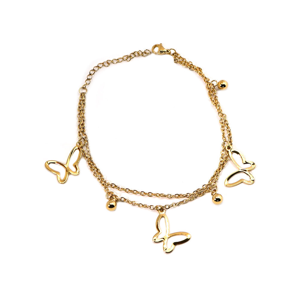 COREBEAUTY Butterfly Charms Gold Anklet