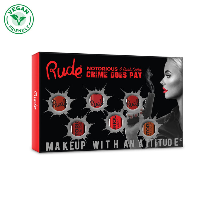 RUDE Crime Does Pay Notorious 6 Lip Color Set - Dark