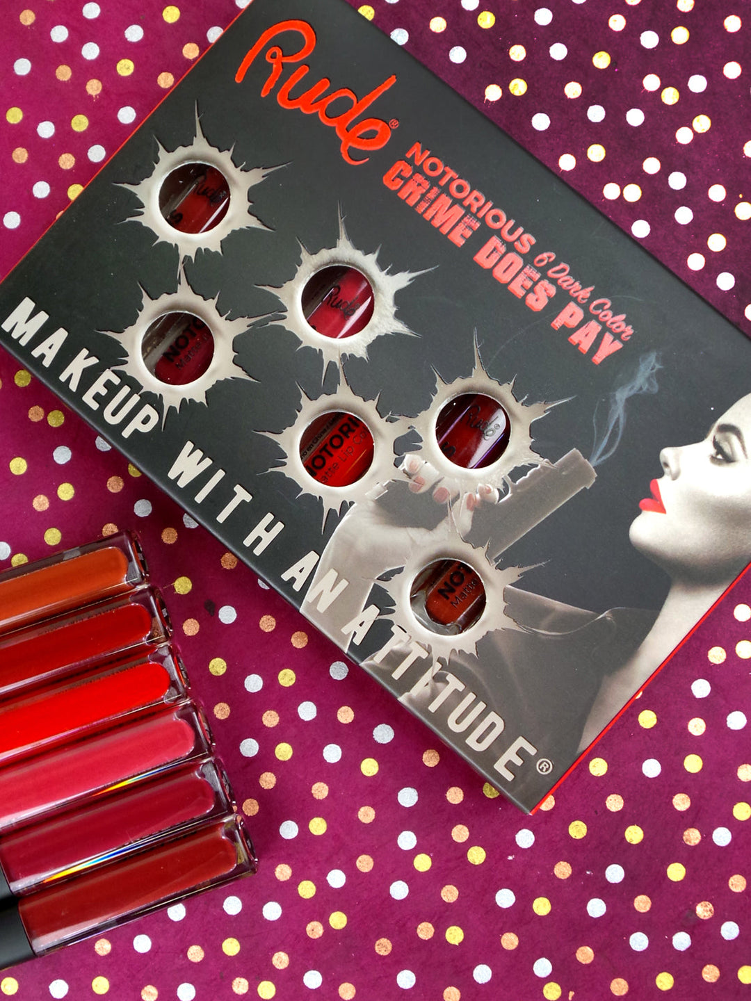 RUDE Crime Does Pay Notorious 6 Lip Color Set - Dark